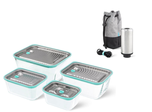 Set di contenitori per sottovuoto Luvele Fresh | Set da 4 pezzi con Pompa Manuale